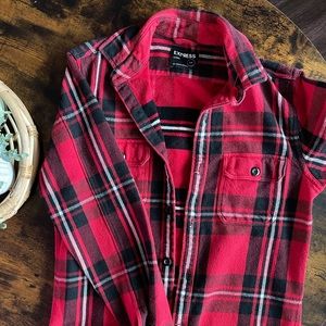 Express women’s red flannel shacket